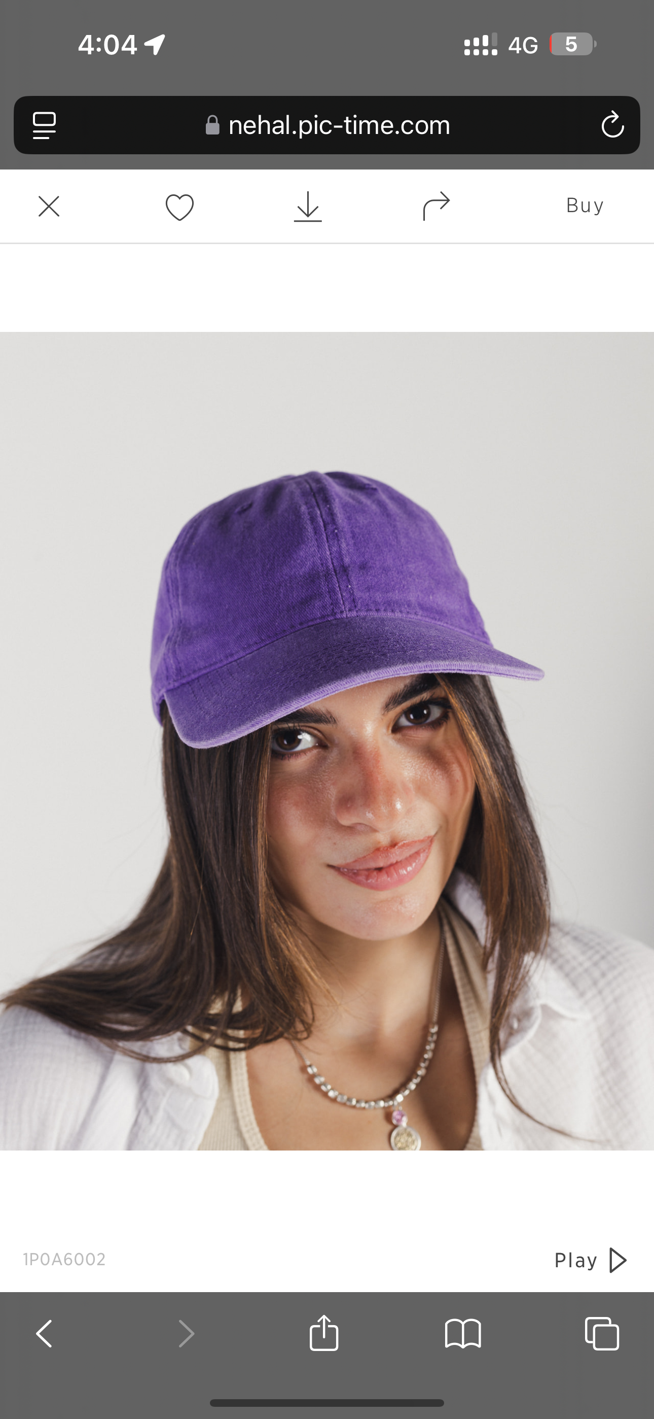 Chocka purple washed cap, side view