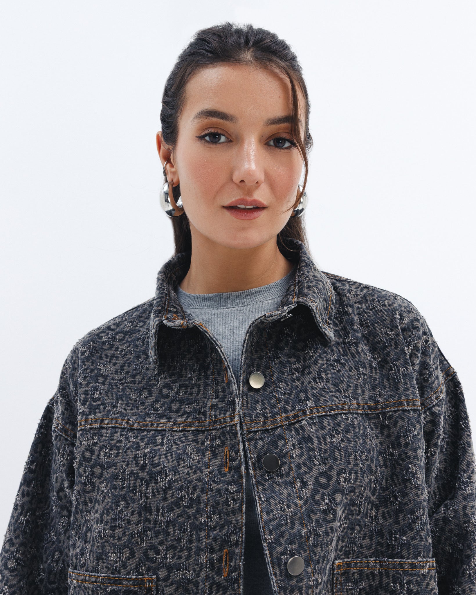 Women's cheetah denim jacket available online at Chocka Egypt