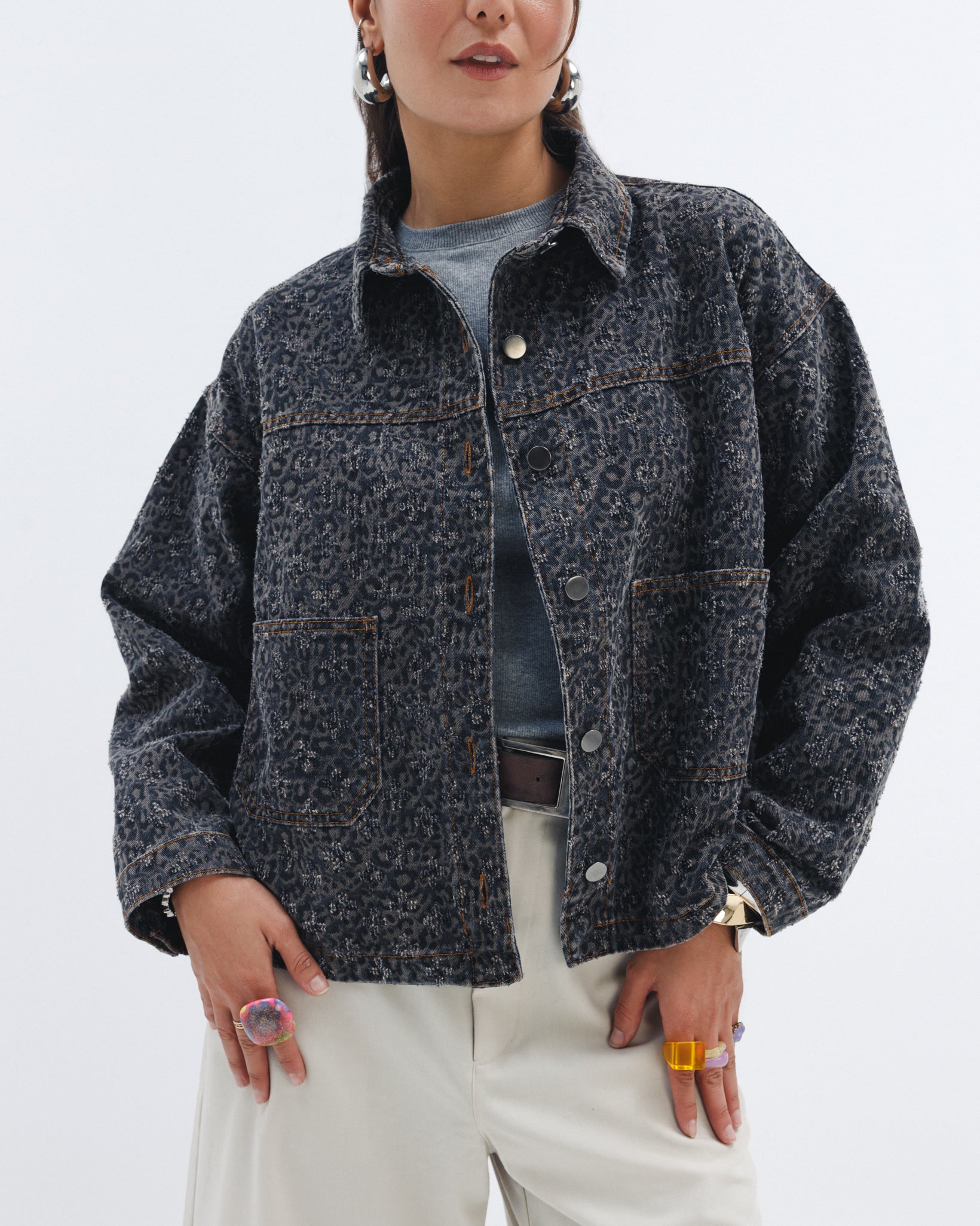 Chocka women's cheetah denim jacket styled outfit