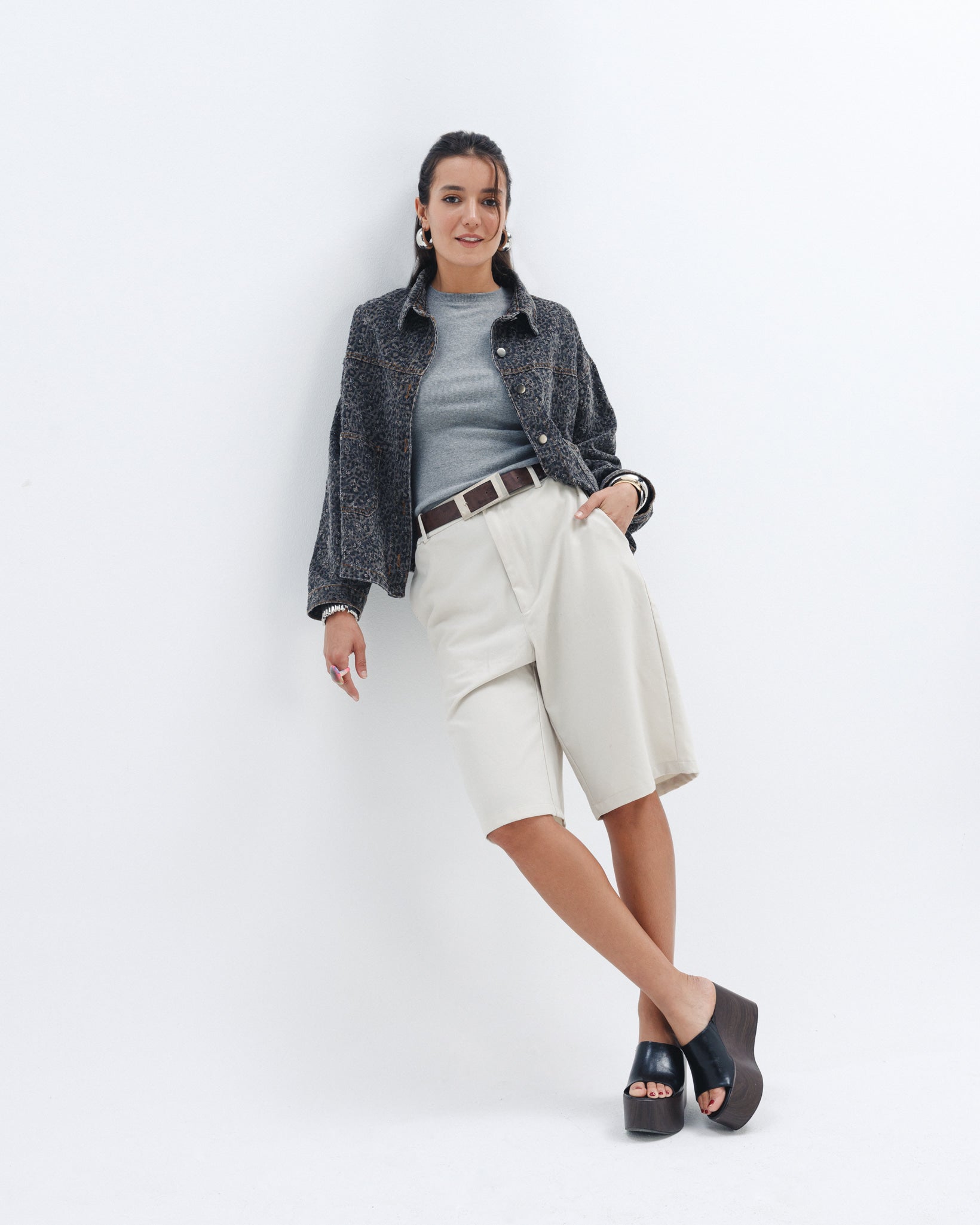 Women's cheetah denim jacket - Chocka Egypt