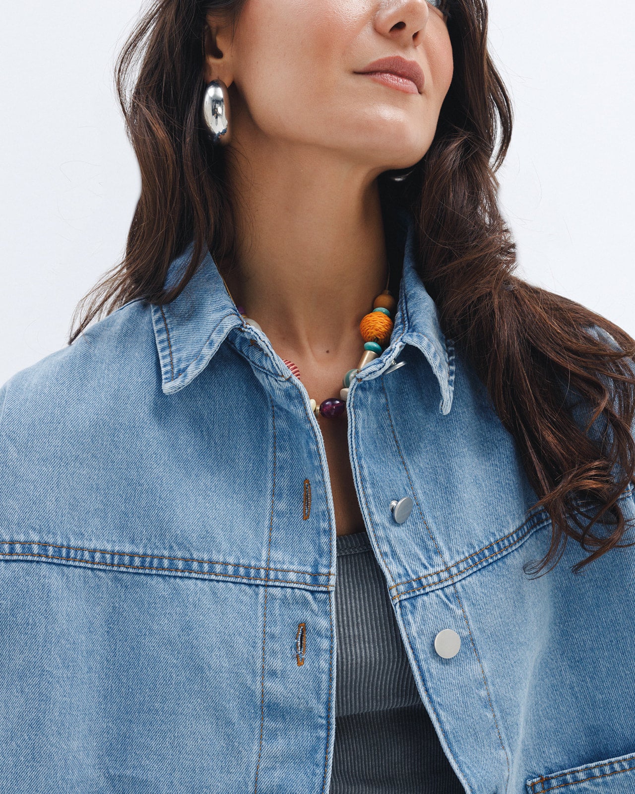 Chocka women's blue denim jacket styled outfit