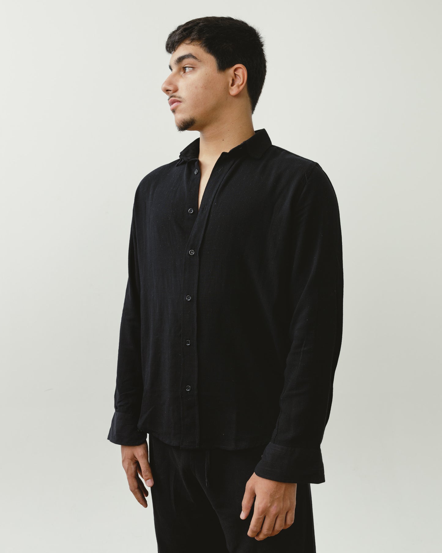 Black Linen Viscose Shirt