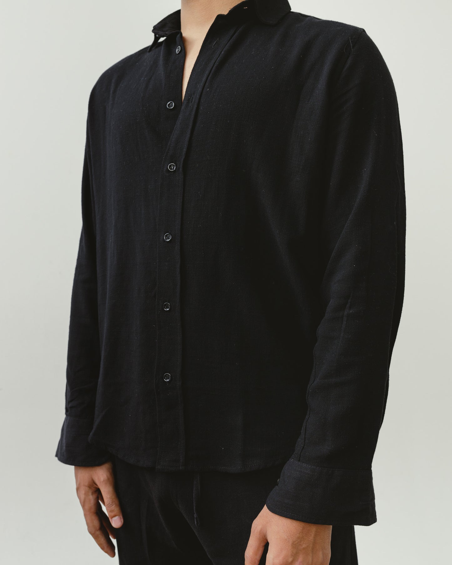 Black Linen Viscose Shirt