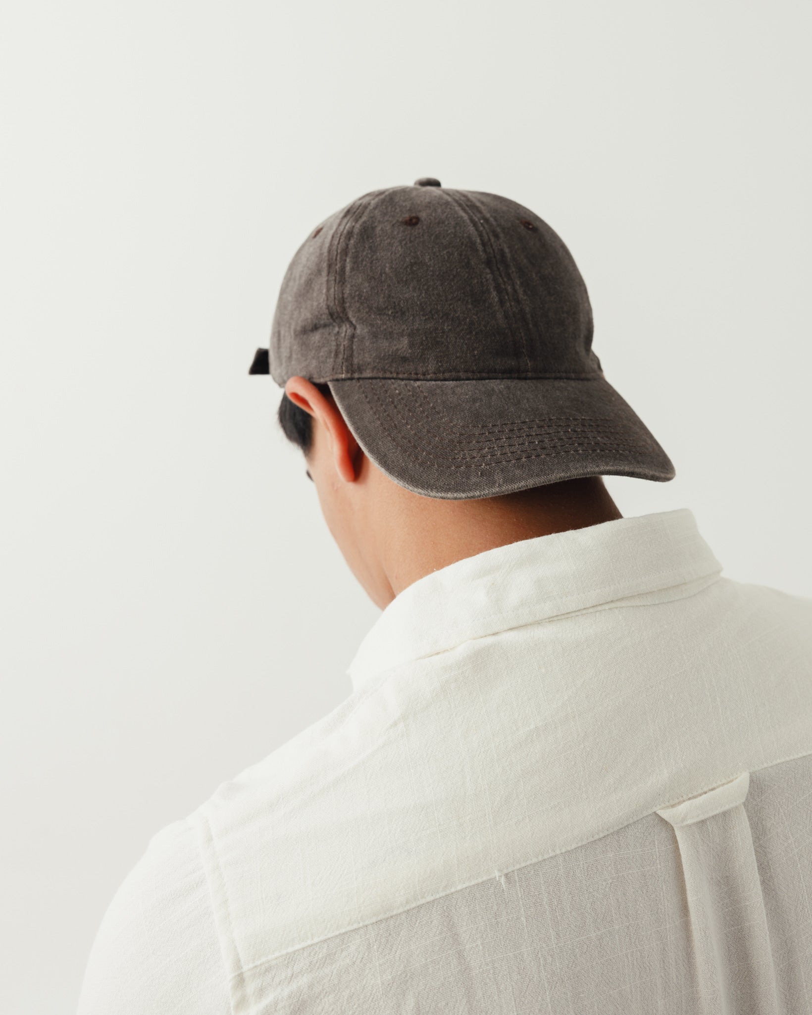 Chocka brown washed cap, side view