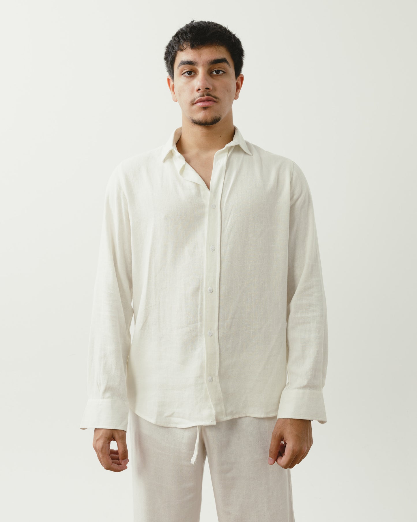 White Linen Viscose Shirt