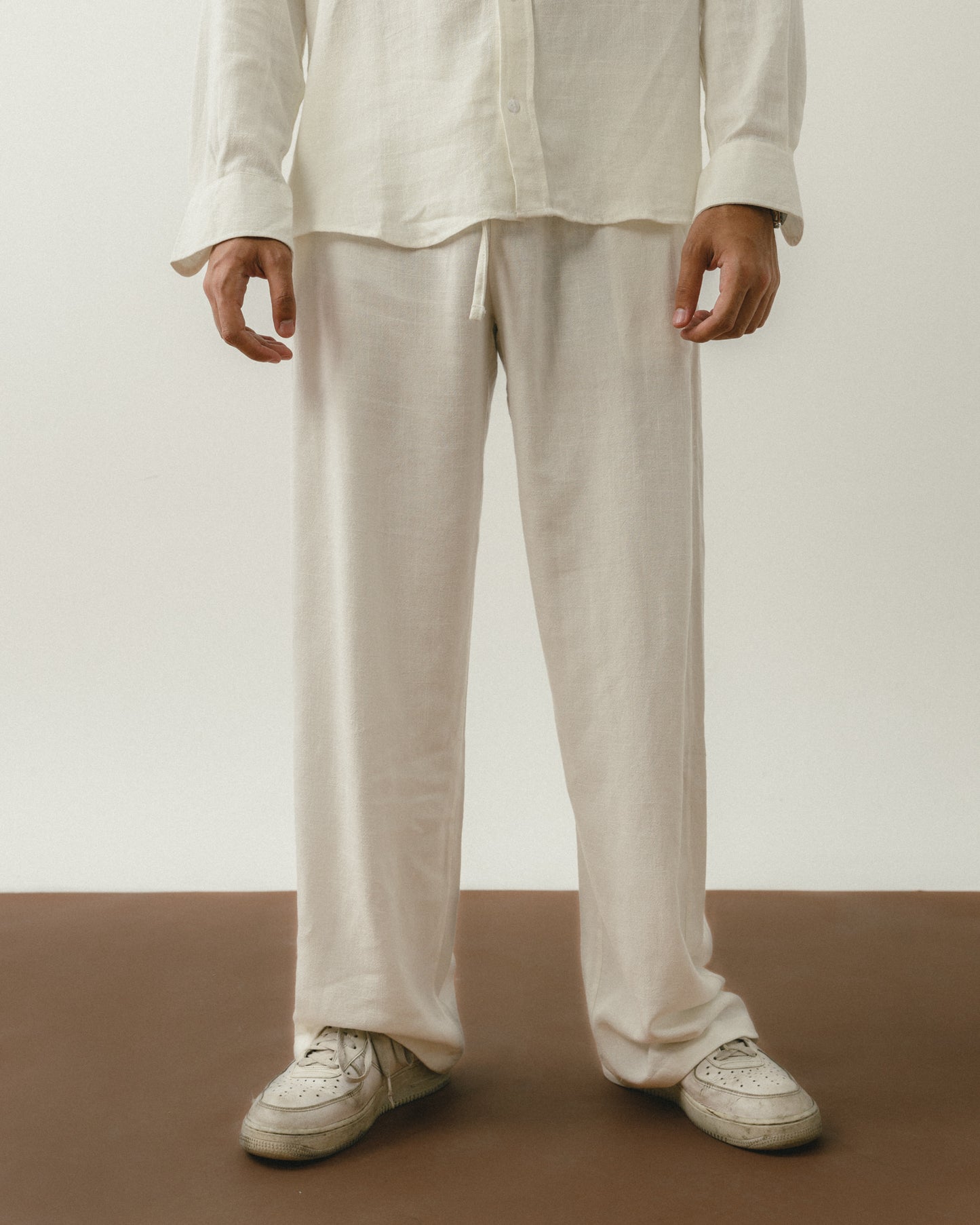 White Linen Viscose Pants