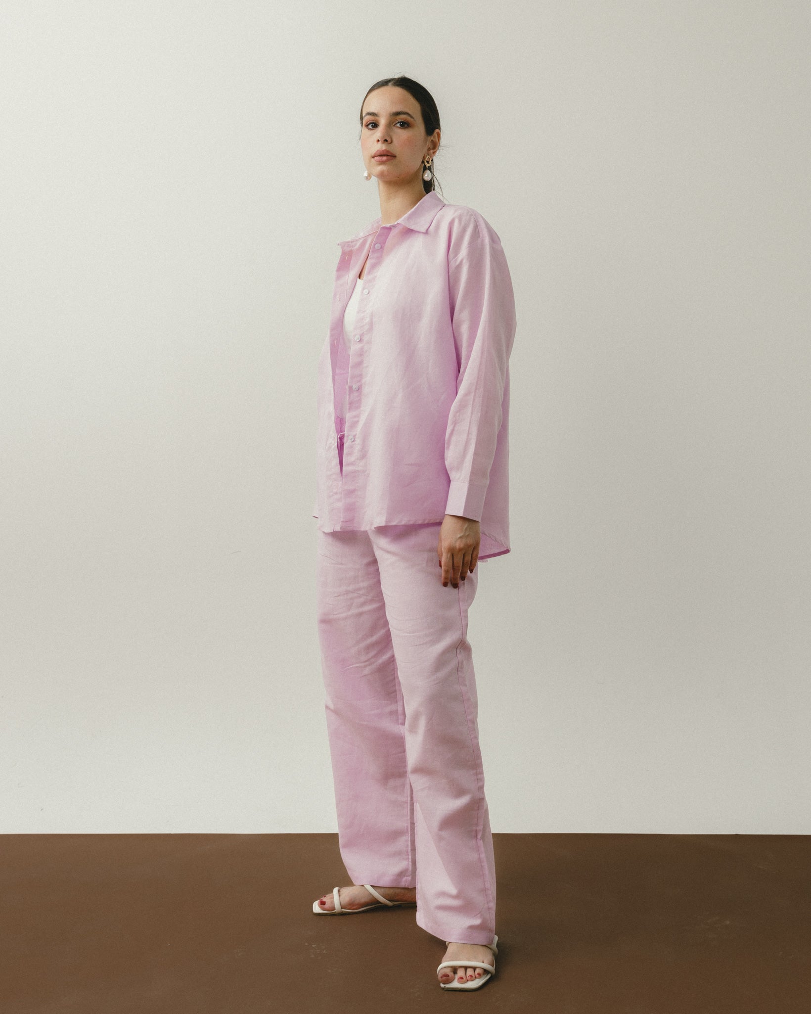 Chocka women's lilac linen shirt, breathable everyday style