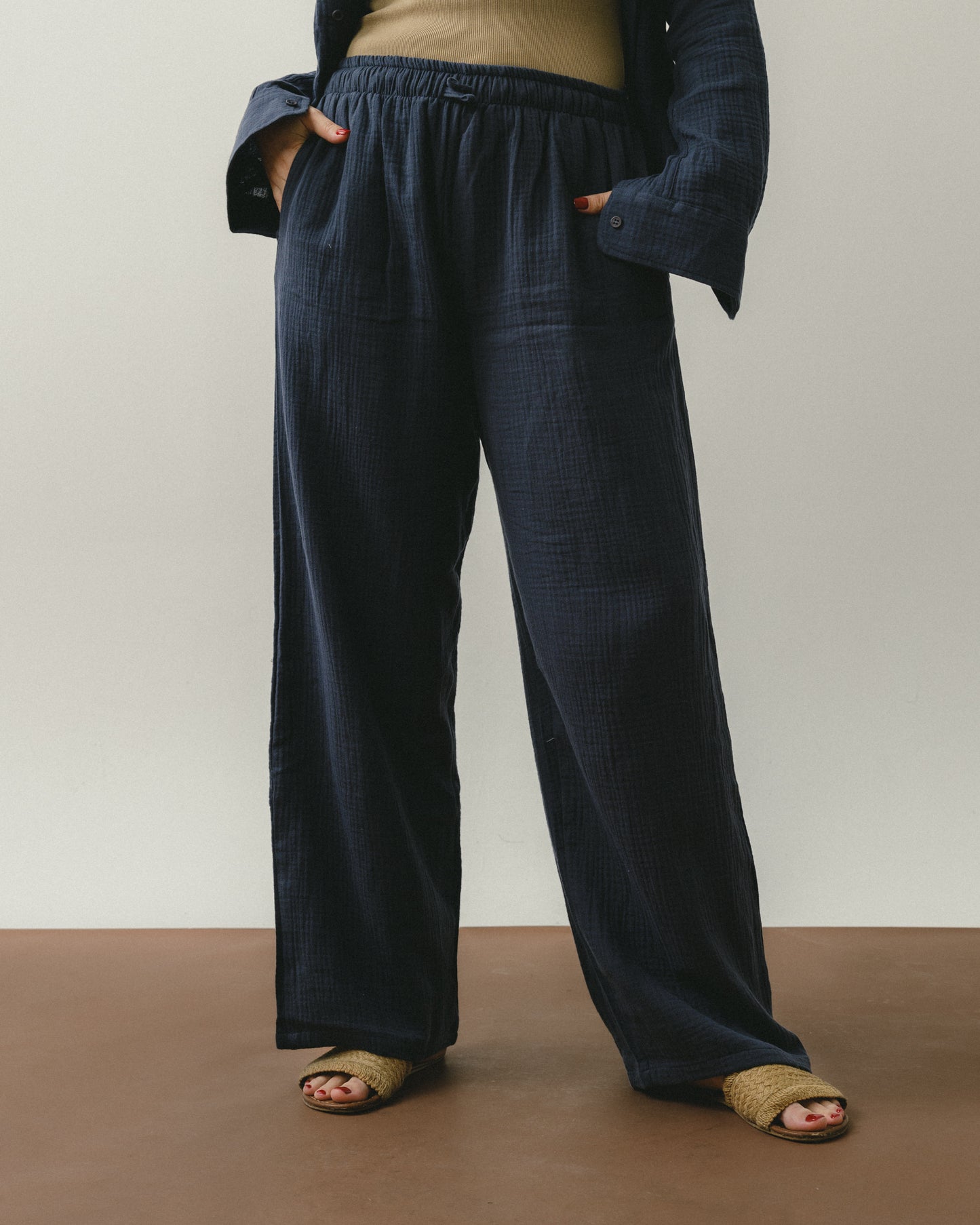 Indigo Blue Crinkle Pants