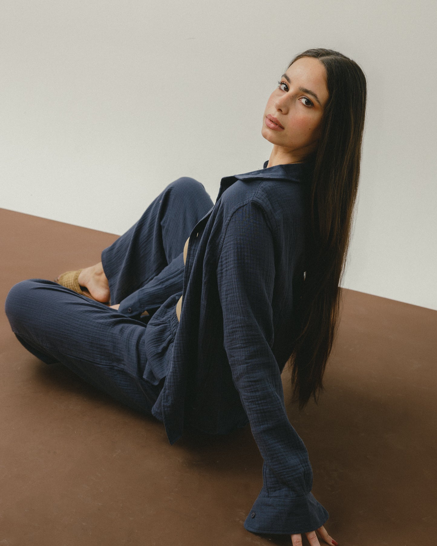 Indigo Blue Crinkle Shirt