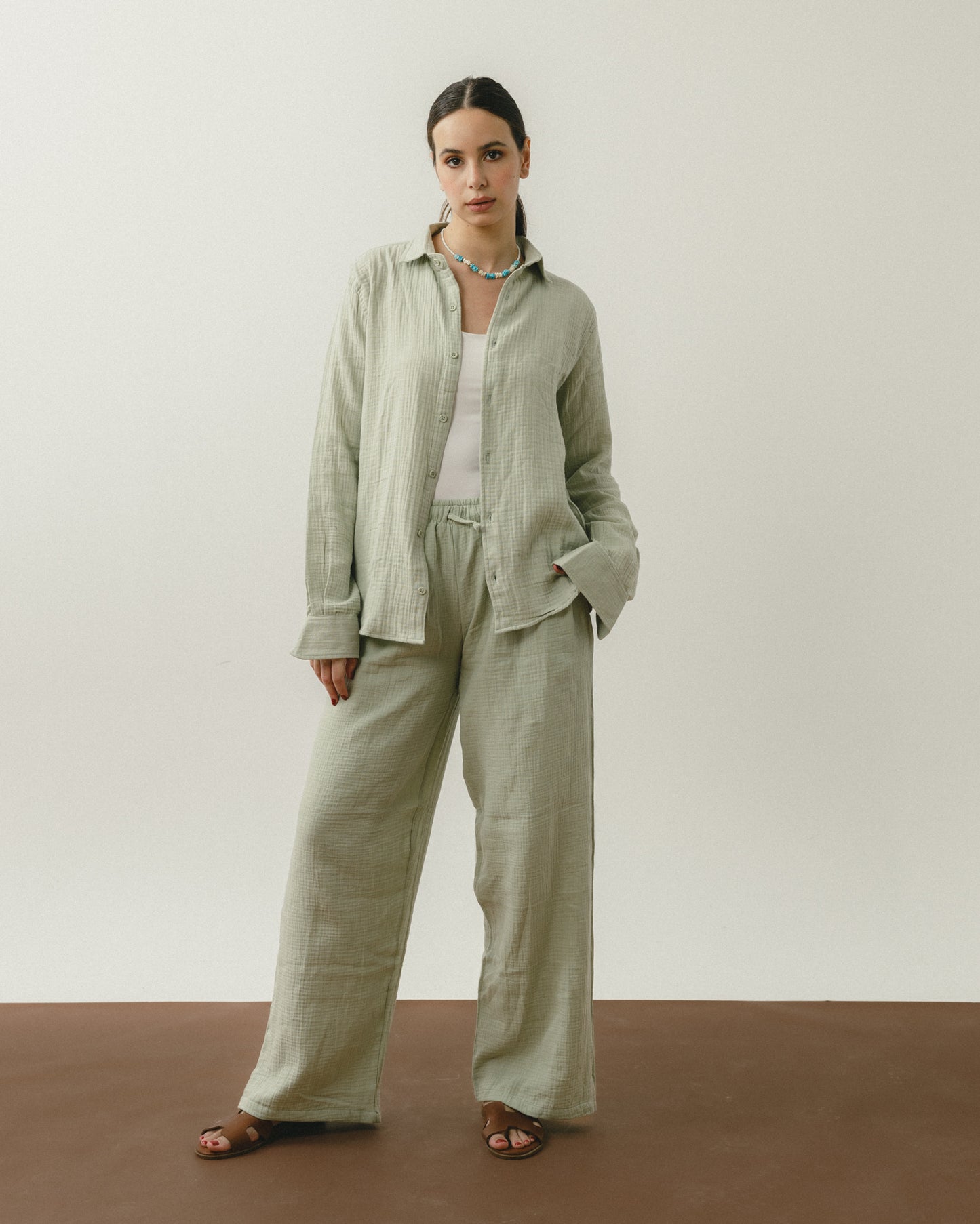 Mint Green Crinkle Pants