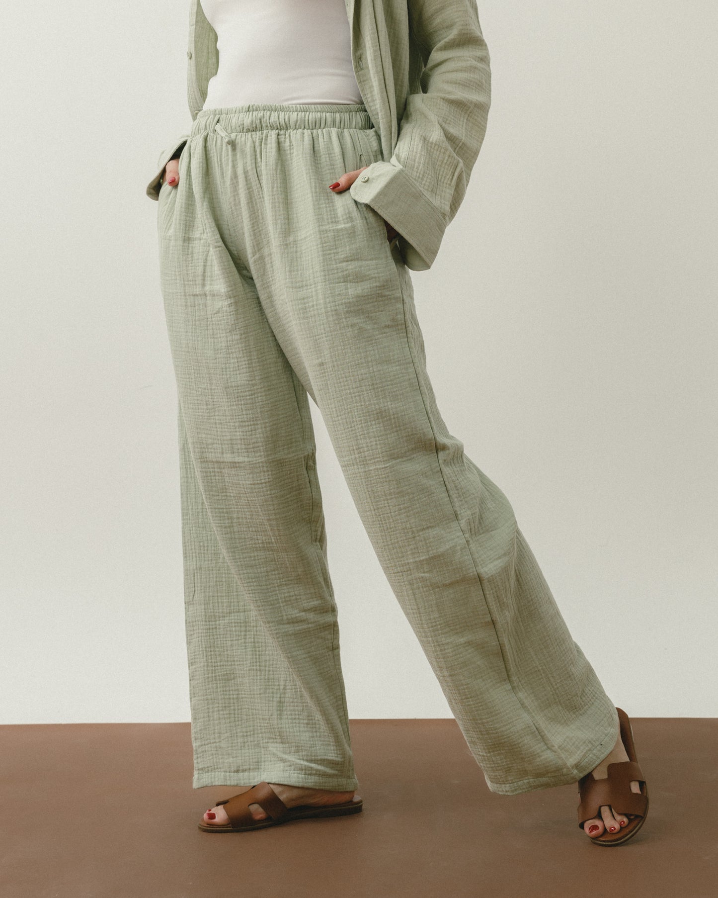 Mint Green Crinkle Pants