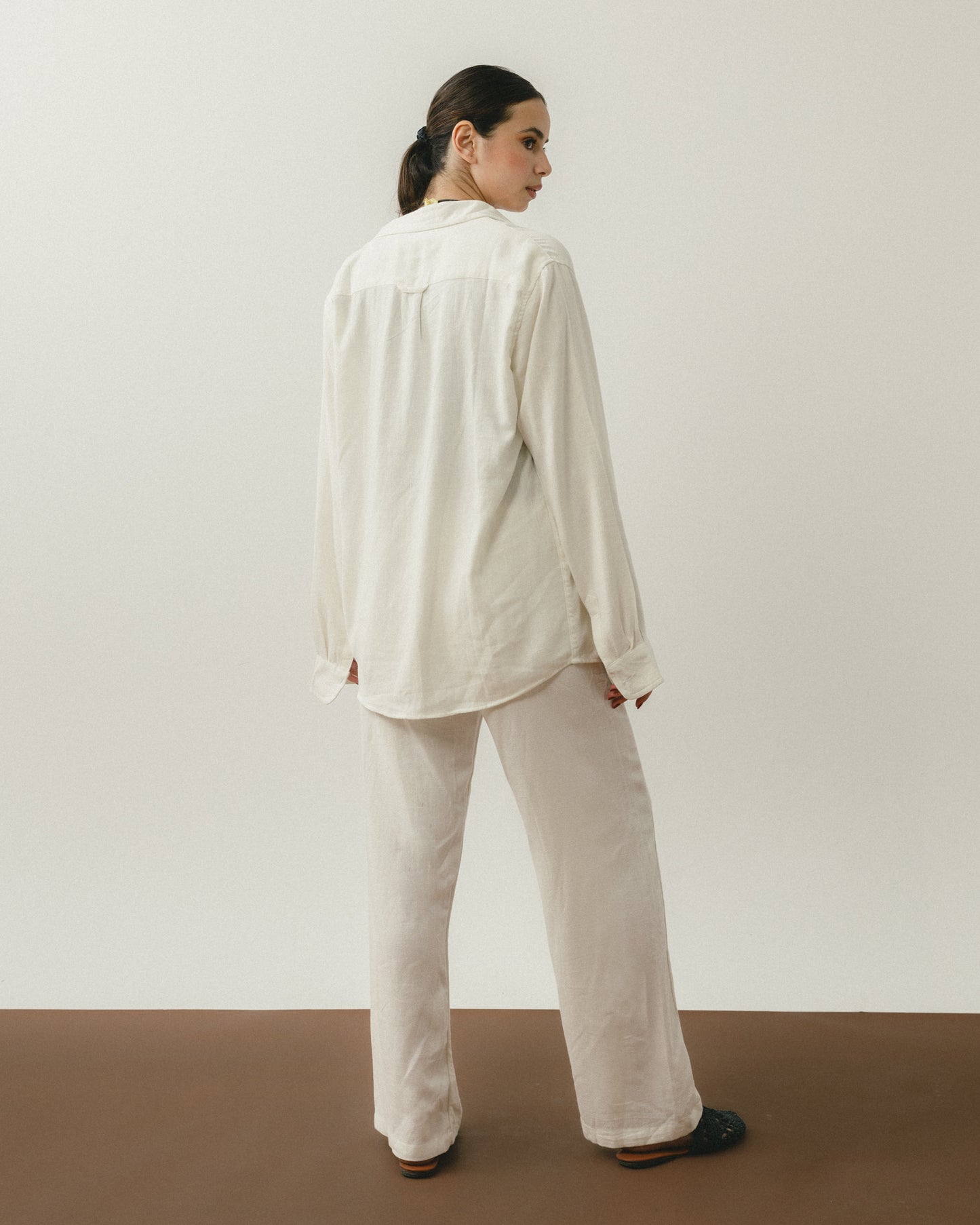 White Linen Viscose Pants