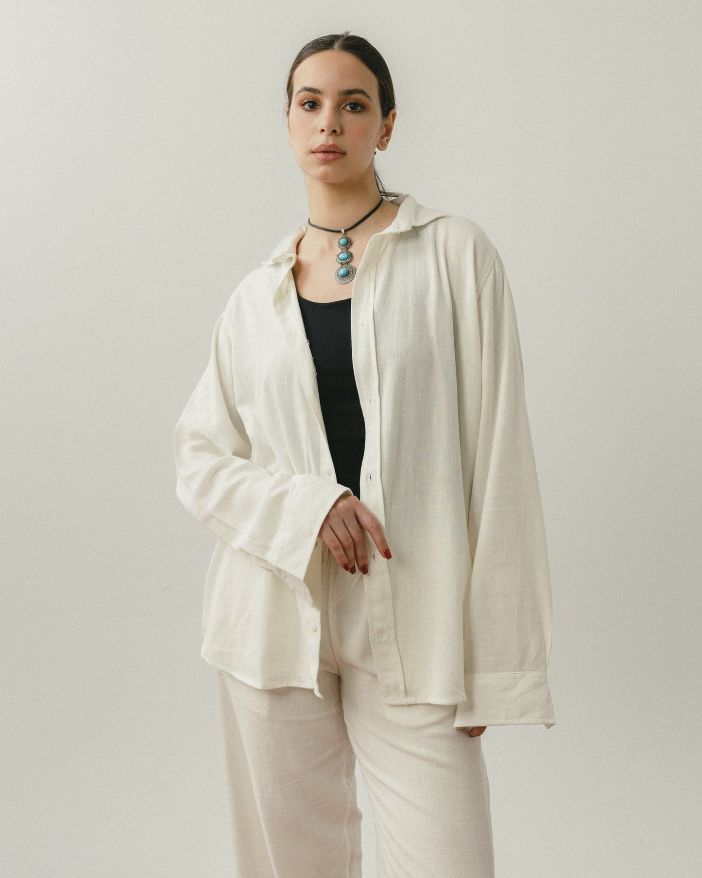 White Linen Viscose Pants