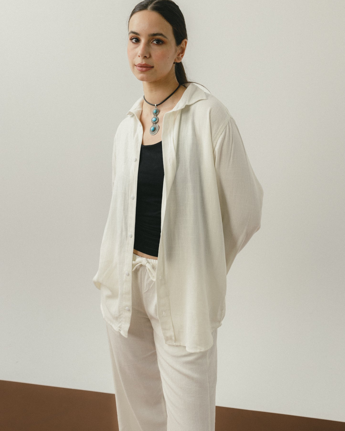 White Linen Viscose Shirt