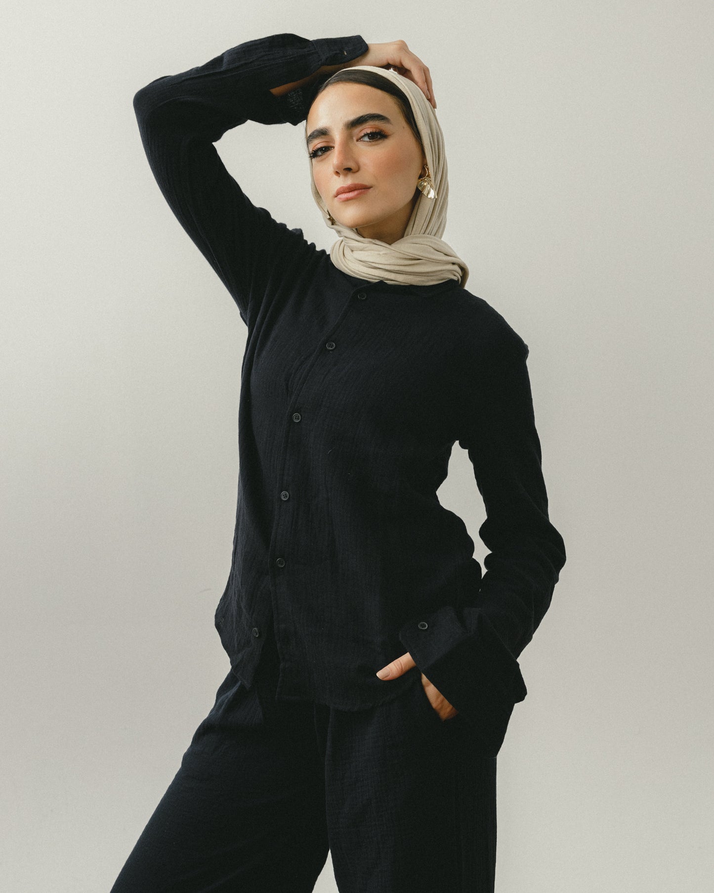 Black Crinkle Shirt