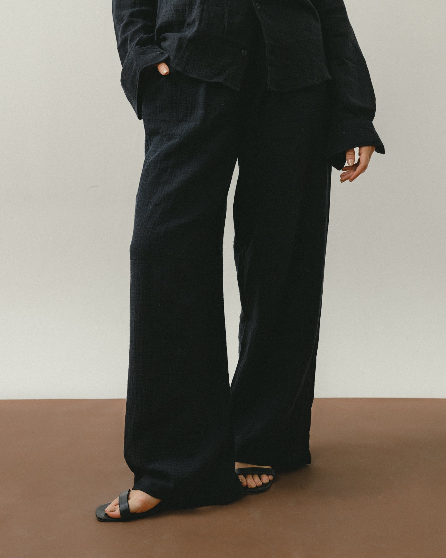 Black Crinkle Pants