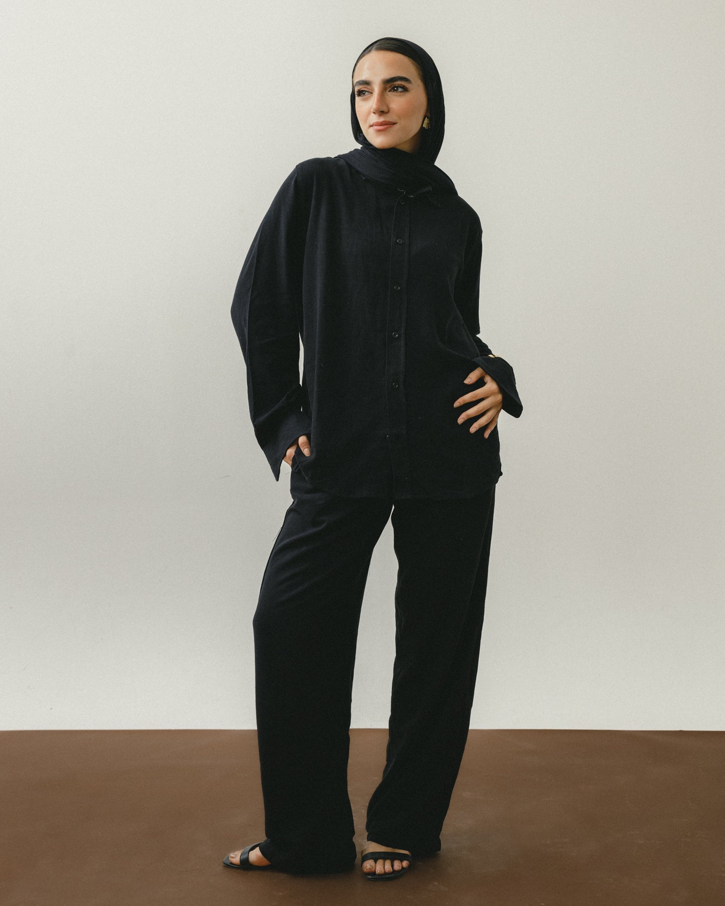 Black Linen Viscose Pants