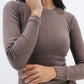 Women's mocha ribbed long sleeve top by Chocka
