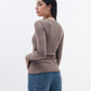Women's mocha ribbed long sleeve top - Chocka Egypt