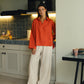 Orange Pure Linen Blouse