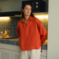 Orange Pure Linen Blouse