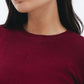 Model wearing women's ruby ribbed long sleeve top from Chocka Egypt