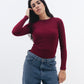 Women's ruby ribbed long sleeve top - Chocka Egypt