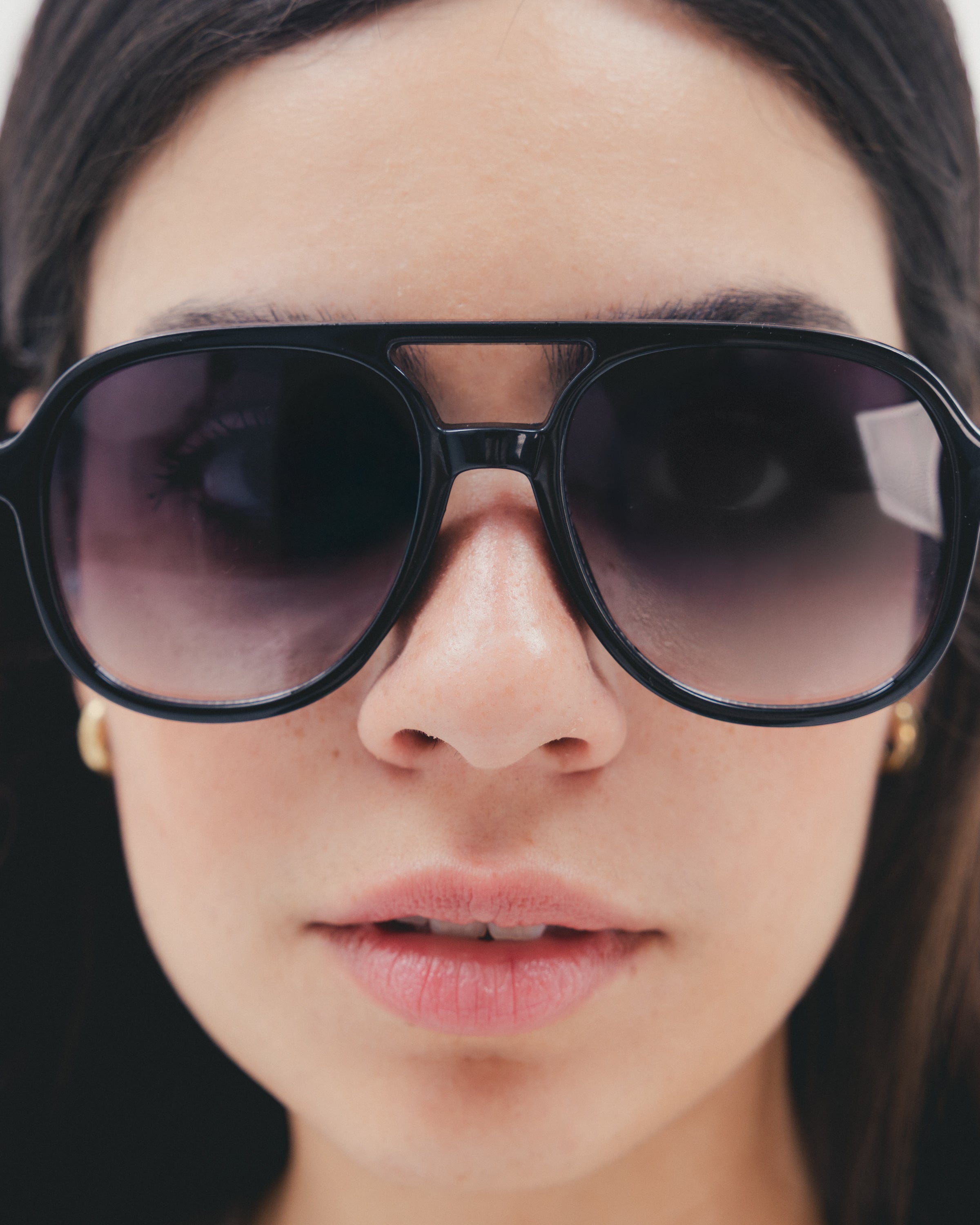 Chocka black pilot sunglasses, frame view