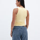Butter Yellow Ribbed Crewneck Top