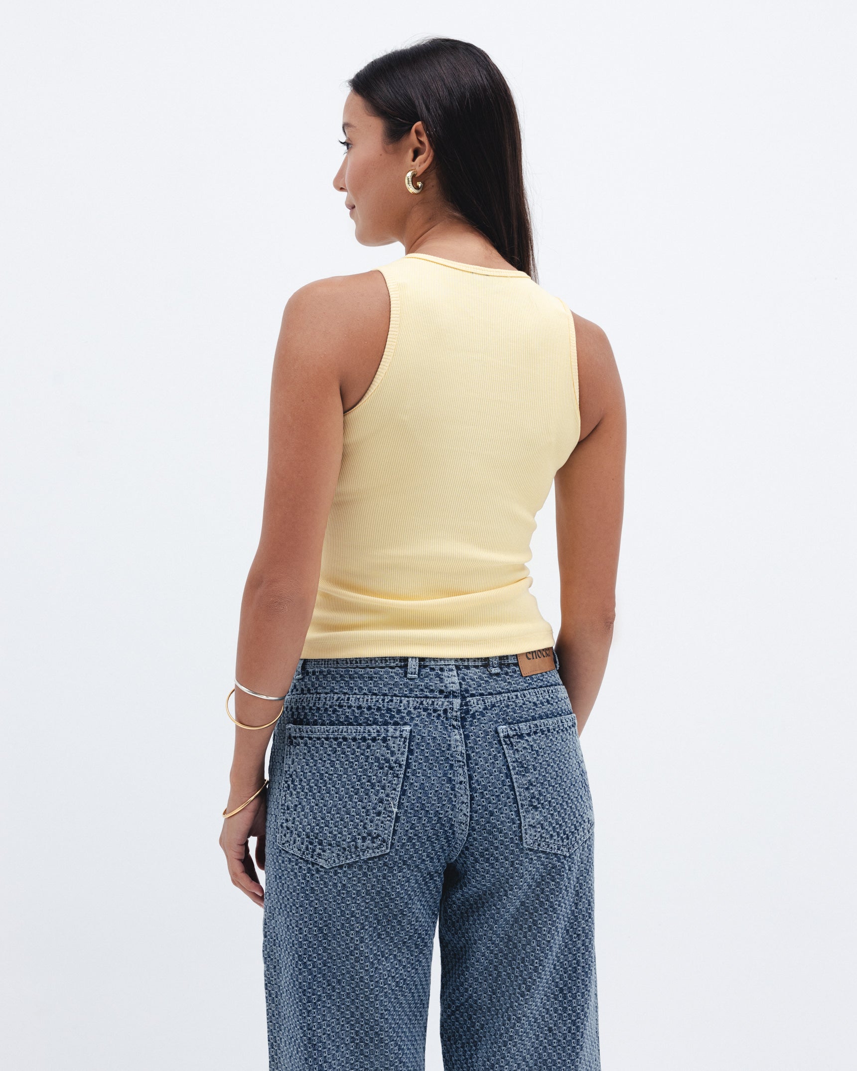 Butter Yellow Ribbed Crewneck Top Chocka