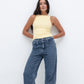 Butter Yellow Ribbed Crewneck Top