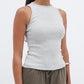 Cloud Grey Ribbed Crewneck Top