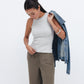 Cloud Grey Ribbed Crewneck Top