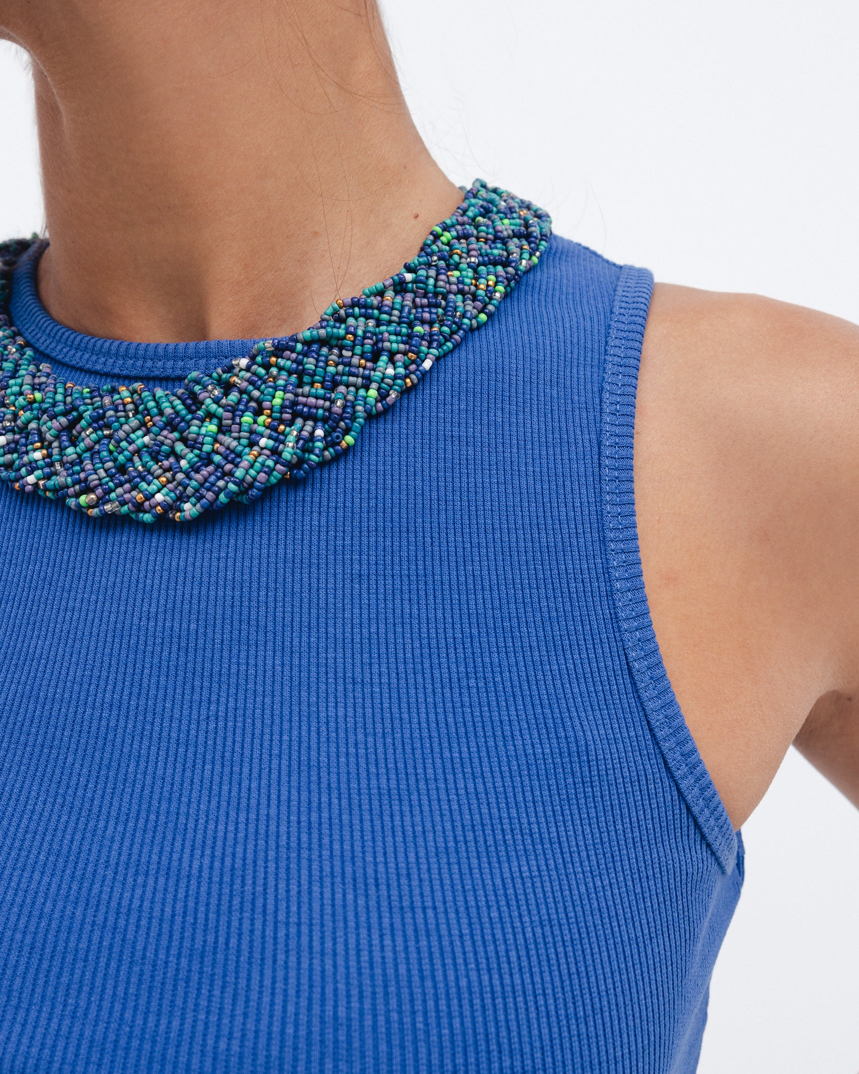 Chocka women's royal blue ribbed crewneck top styled outfit
