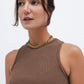 Brown Ribbed Crewneck Top