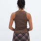 Brown Ribbed Crewneck Top