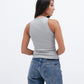 Grey Ribbed Crewneck Top