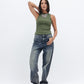 Olive Ribbed Crewneck Top