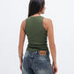 Olive Ribbed Crewneck Top