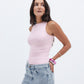 Baby Pink Ribbed Crewneck Top