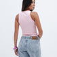 Baby Pink Ribbed Crewneck Top