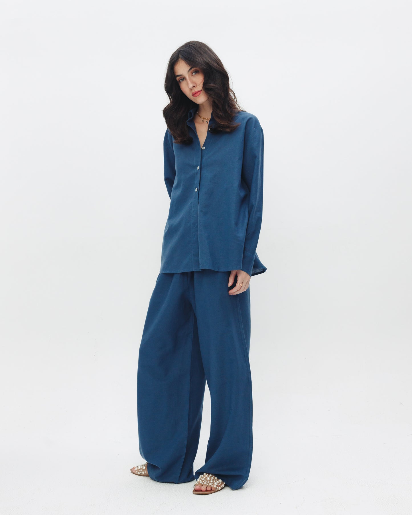Women's blue linen shirt - Chocka Egypt