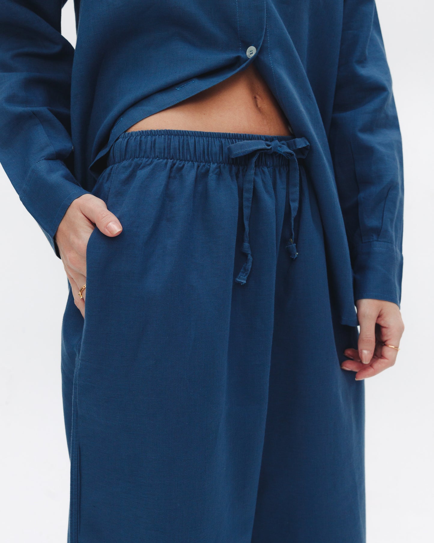 Women's blue linen pants - Chocka Egypt