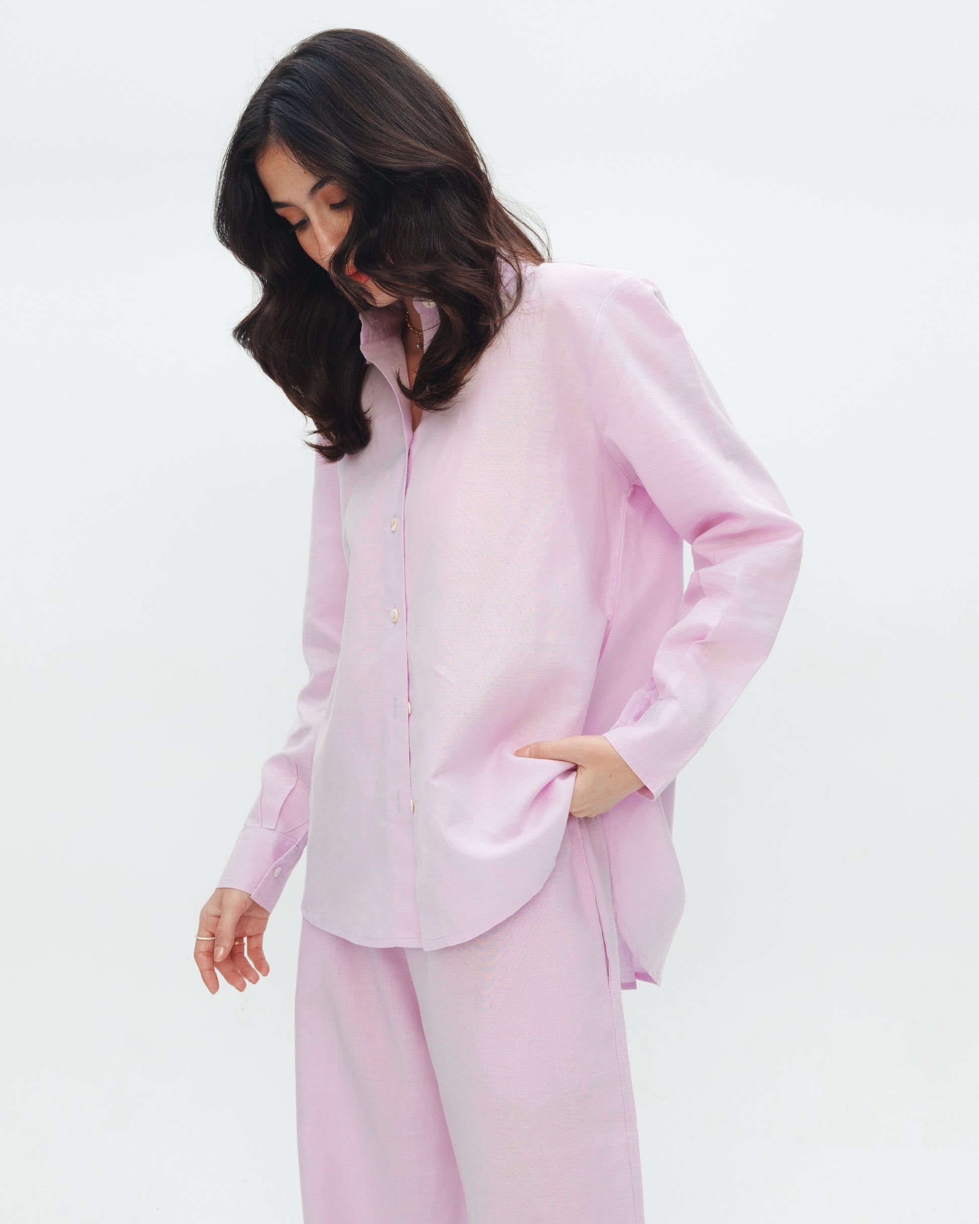 Women's lilac linen shirt by Chocka