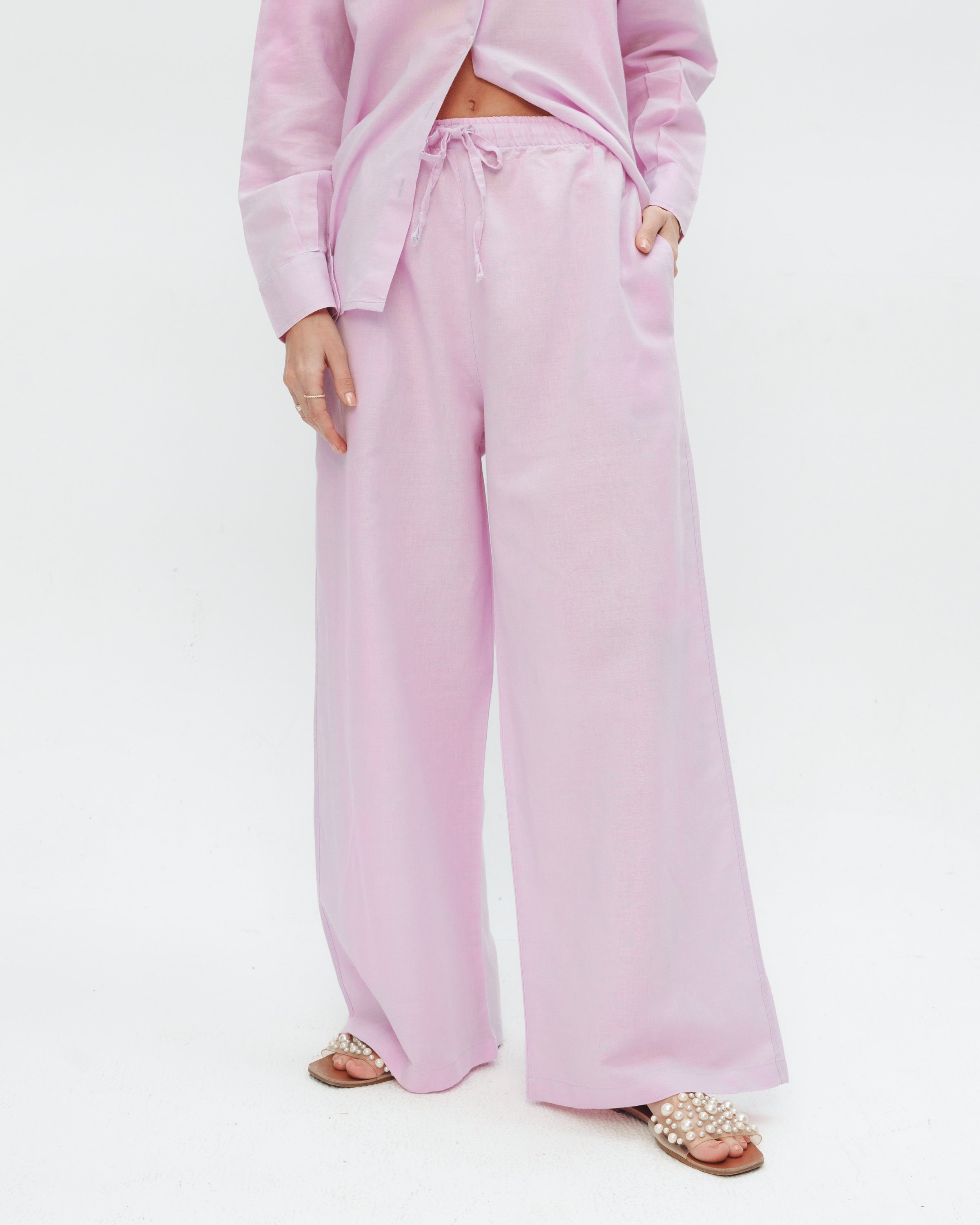 Women's lilac linen pants by Chocka