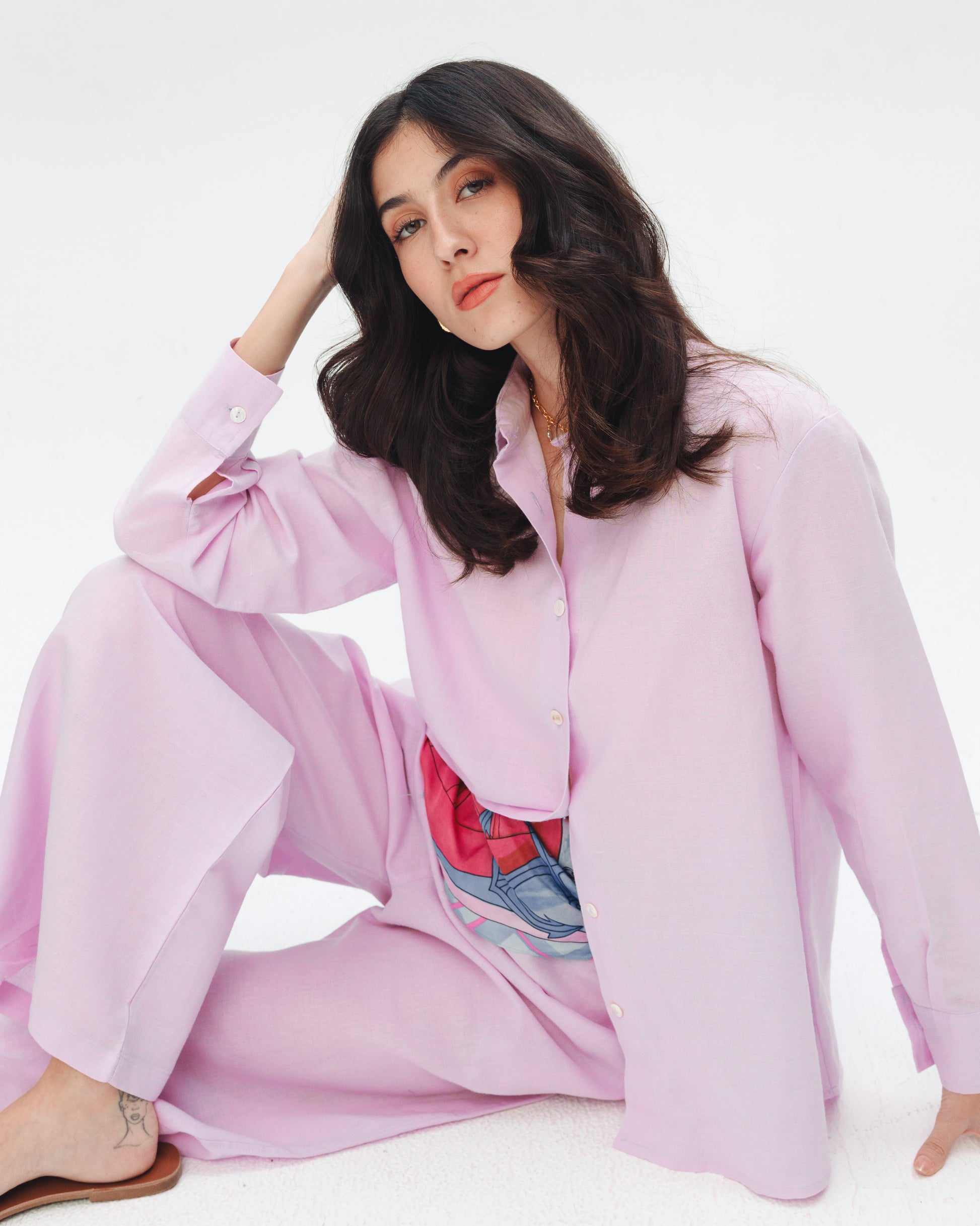Women's lilac linen shirt - Chocka Egypt