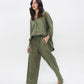 Women's olive linen pants - Chocka Egypt