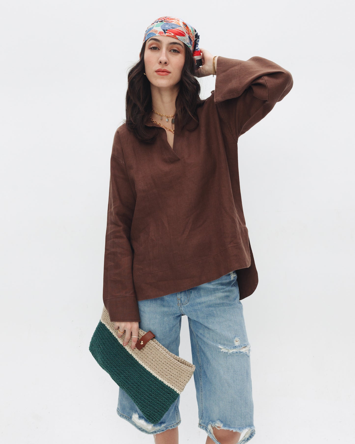 The Linen Blouse — Brown