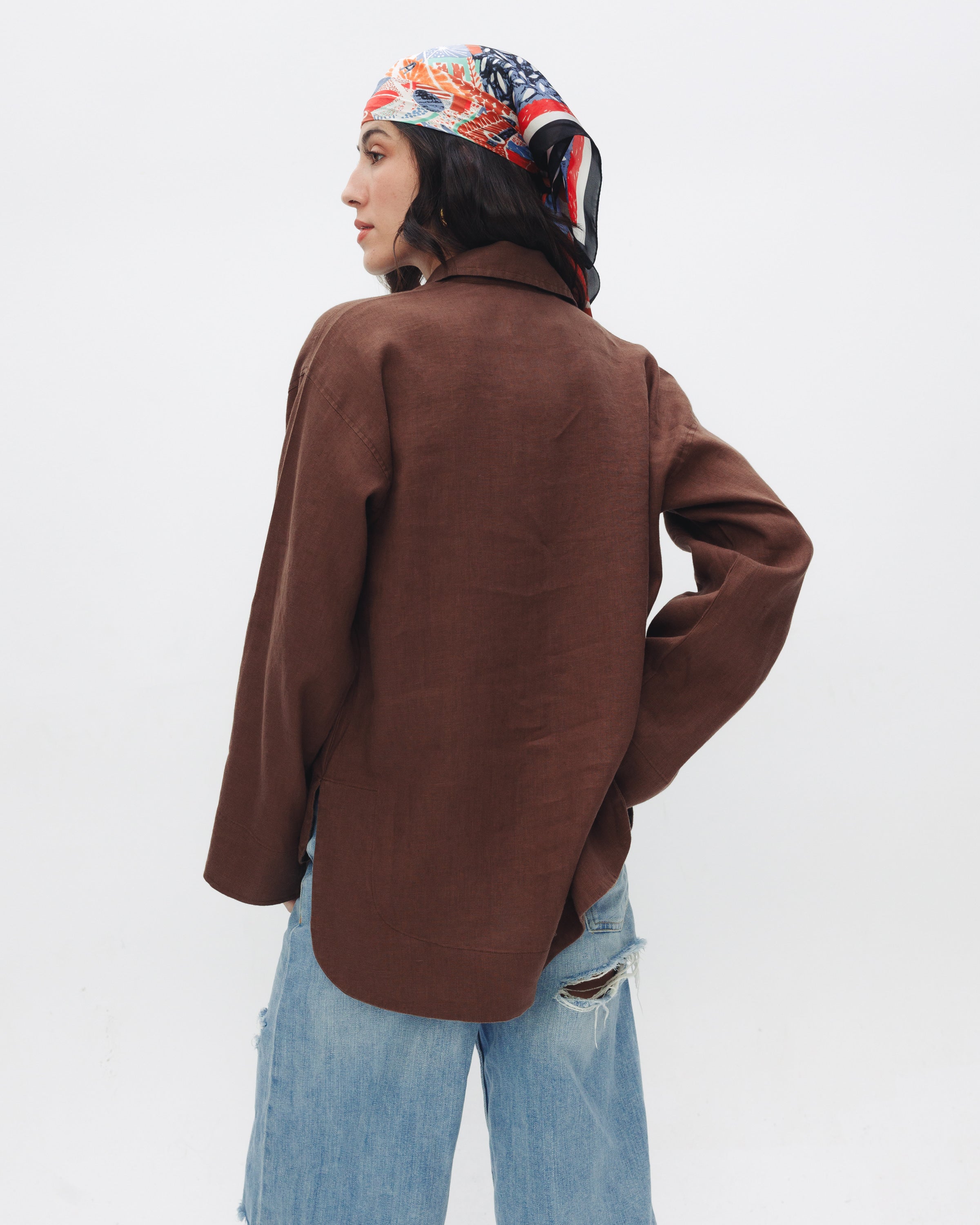 Women's brown linen blouse - Chocka Egypt