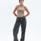 Camel Contrast Trim Crewneck Top Basic
